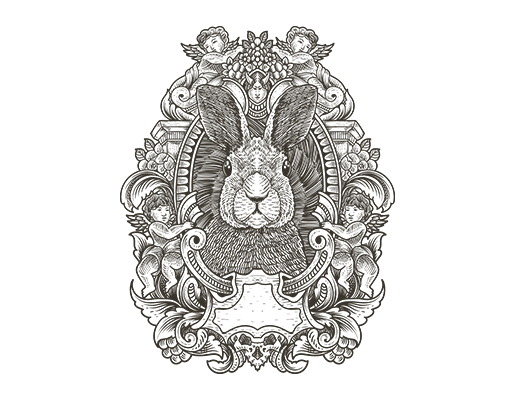 卡通兔子头像简笔卡通动物头像兔子线条印花素材