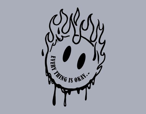 微笑表情图案火焰图案卡通表情印花素材男装印花图案