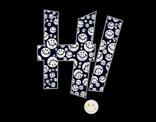 微笑表情图案HI英文字母卡通表情字母图案印花图案网站