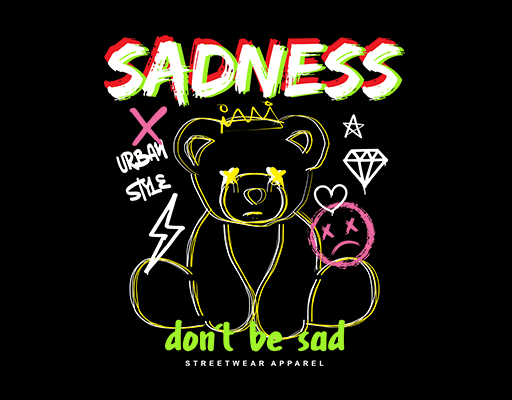 卡通小熊图案涂鸦小熊手绘小熊涂鸦英文字母印花素材