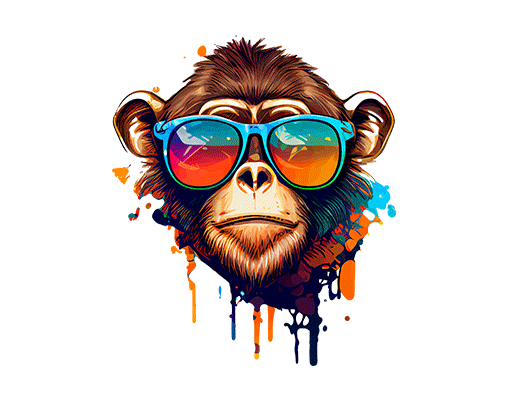 戴眼镜的猴子手绘大猩猩头像墨镜猴子水彩猴子印花网站