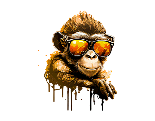 卡通猴子头像戴眼镜的猴子水彩猴子大猩猩头像印花网站