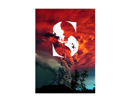 风景照片图案破碎英文字母火山照片印花素材