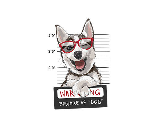 卡通动物图案手绘卡通狗戴眼镜的狗简笔卡通动物犯罪狗印花素材