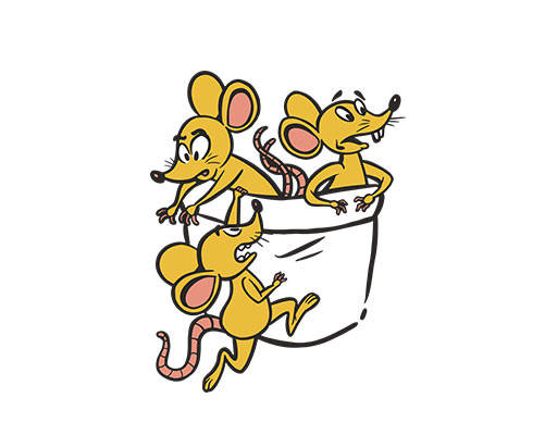 卡通老鼠手绘老鼠口袋老鼠三只老鼠图案