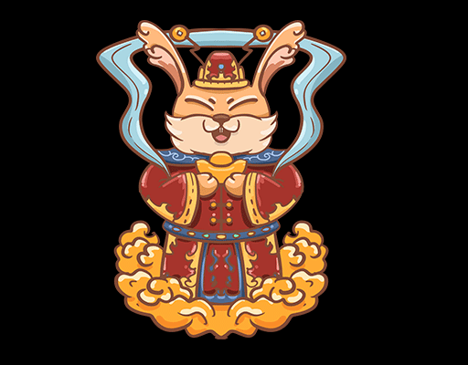 财神兔图案卡通动物简笔卡通图案生息兔图案