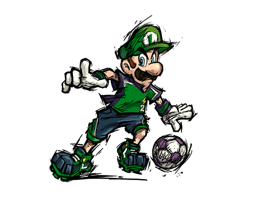 手绘马里奥图案踢足球的马里奥卡通人物图案游戏人物