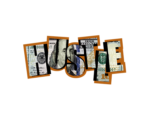 卡通英文字母美元图案HUSTLE英文字母