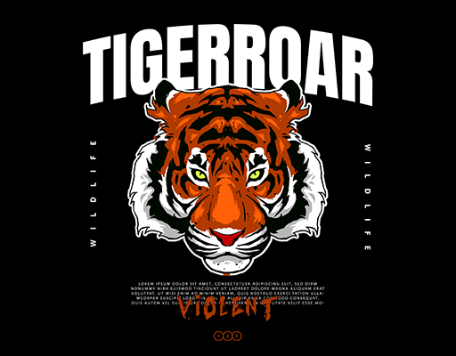 卡通老虎头像手绘虎头变形英文字母