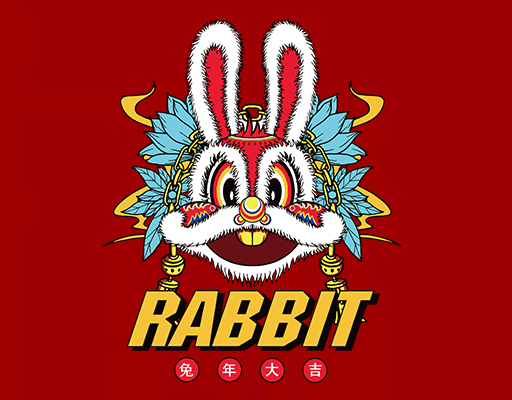 卡通兔子图案国潮兔子卡通兔子面具