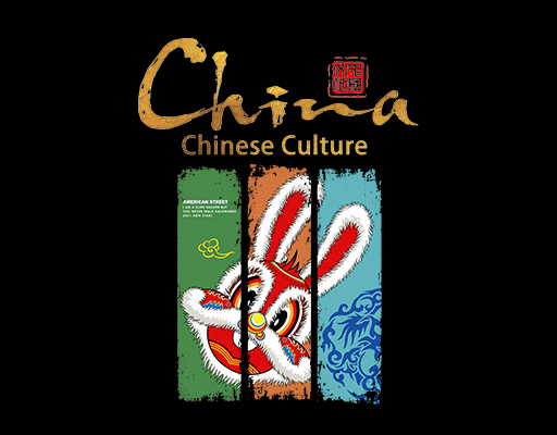 卡通兔子图案手绘兔子面具中国风兔子