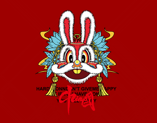 吉祥兔子手绘卡通兔子头像京剧兔子面具