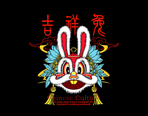 吉祥兔子手绘卡通兔子头像京剧兔子面具