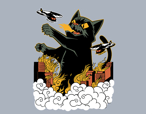 卡通猫咪图案建筑图案手绘猫云朵图案