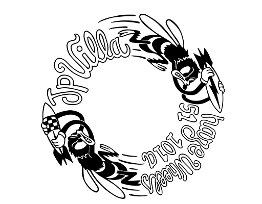 卡通蜜蜂导弹图案圆形英文字母手写英文字母