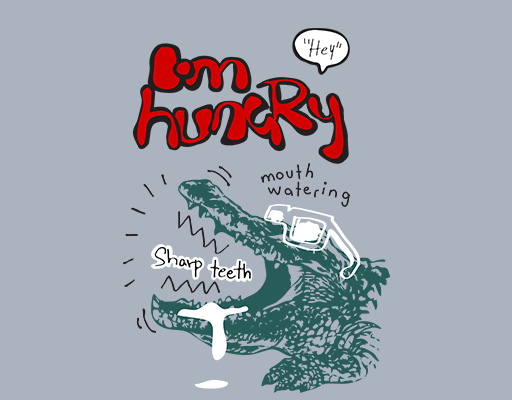 卡通动物头像卡通鳄鱼手写英文字母戴眼镜的鳄鱼