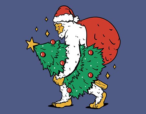 卡通原始人物手绘卡通人物圣诞老人图案圣诞树