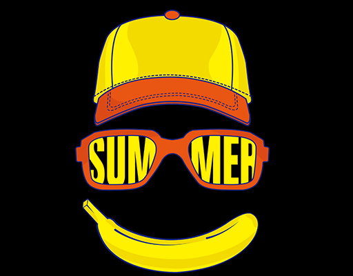 卡通帽子图案卡通香蕉卡通眼镜微笑表情