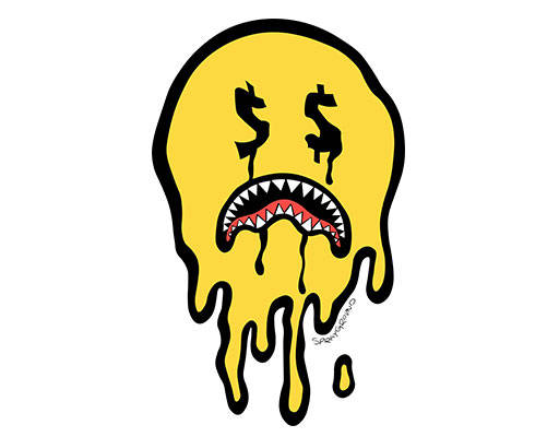 卡通表情图案手绘表情涂鸦表情流墨图案