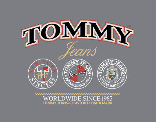 TOMMY英文字母图案徽章图案圆形图案手写英文