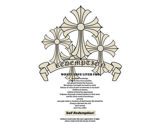 卡通十字架图案简约英文字母图案飘带图案