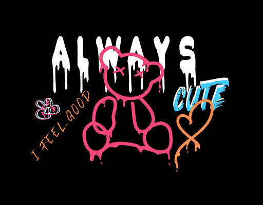 涂鸦小熊图案手绘熊涂鸦英文字母滴墨英文字母