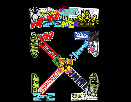 offwhite英文字母图案叉图案涂鸦英文字母