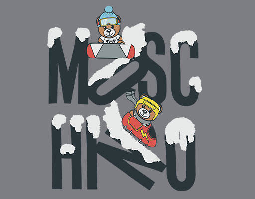 莫斯奇诺小熊手绘小熊滑雪小熊可爱卡通MOSCHIONO