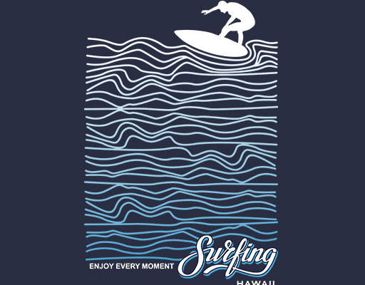 冲浪人物剪影图案涂鸦线条手写英文字母彩色线条