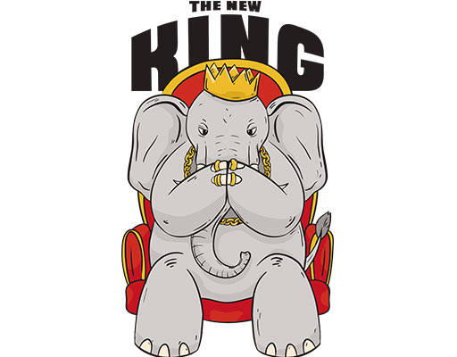 卡通大象手绘卡通人物简笔卡通国王大象KING