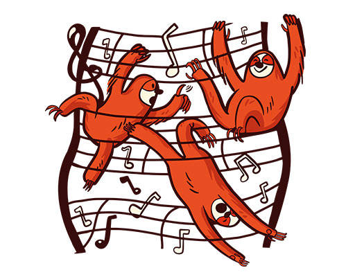 运动树赖简笔卡通动物音乐符号三只树赖