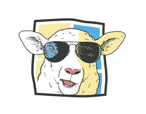 卡通山羊头像手绘卡通动物戴眼镜的羊头