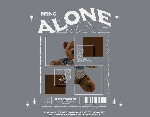 变形英文字母图案卡通小熊破碎小熊