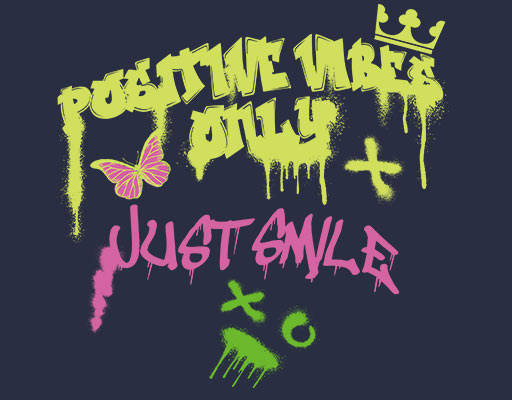 喷溅英文字母图案涂鸦文字彩色蝴蝶