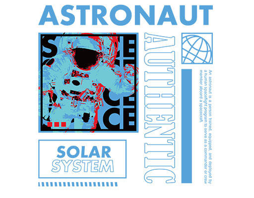 卡通宇航员文字线条图案简约英文字母