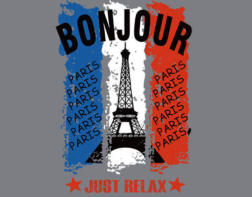 埃菲尔铁塔图案破碎线条简约英文字母