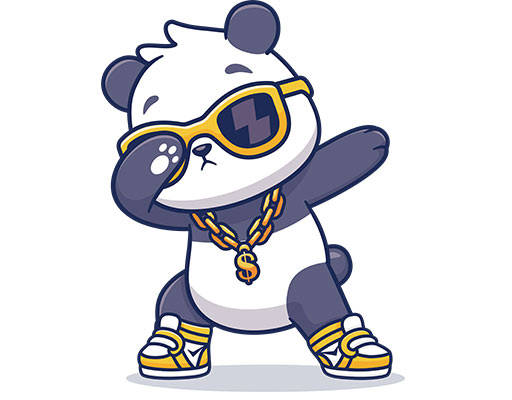 卡通熊猫图案可爱熊猫简笔卡通动物起飞动作戴眼镜的熊猫