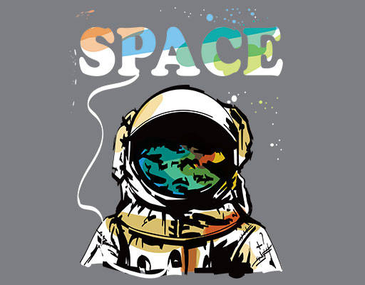 卡通宇航员图案彩色宇航员人物涂鸦宇航员人物