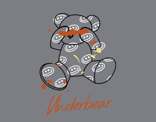 简笔卡通小熊线条微笑表情手写英文字母卡通熊图案