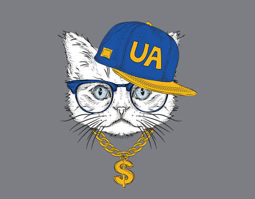 卡通猫咪图案手绘戴帽子的猫戴眼镜的猫金色项链手绘猫头猫头像