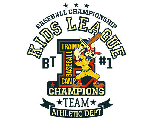 打棒球的兔子手绘卡通动物简约英文字母可爱卡通