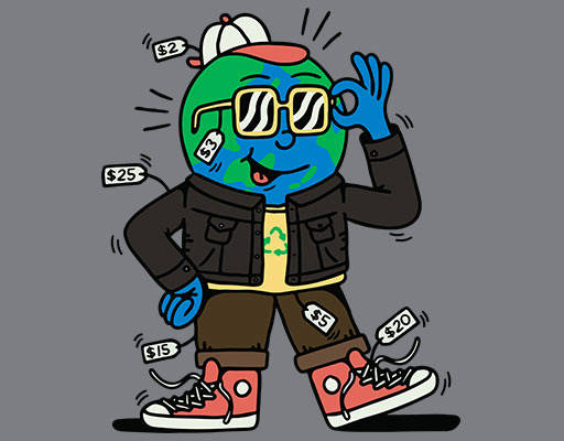 卡通地球图案手绘卡通戴眼镜的地球人物