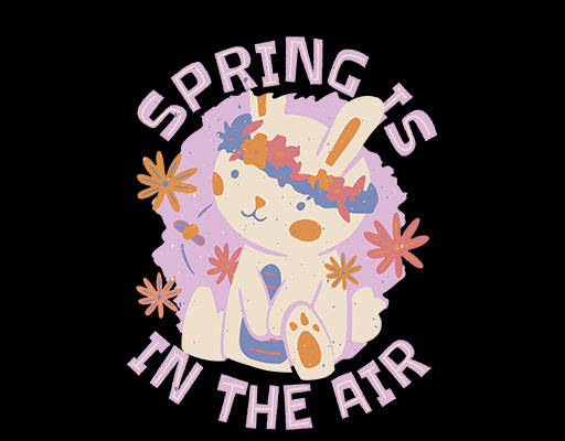 卡通兔子图案手绘卡通动物彩色兔子花朵图案简笔英文字母