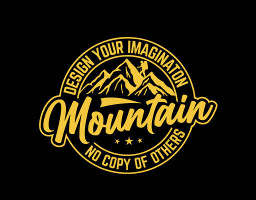 卡通山峰图案手绘攀登人物图案手写英文字母圆形图案登山人物