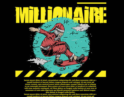 卡通人物图案手绘卡通人物圣诞老人滑板圣诞老鹰手绘老人