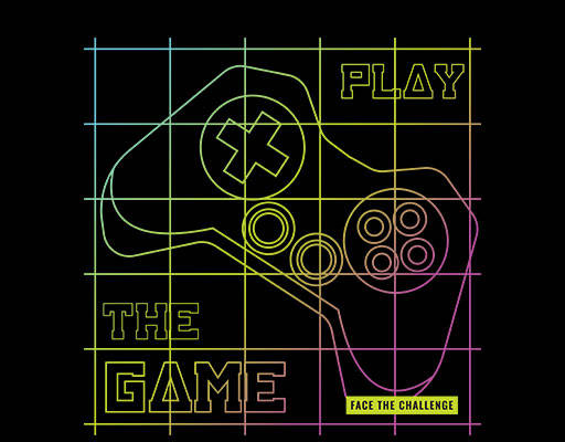 卡通游戏手柄图案手写英文字母图案炫彩游戏手柄