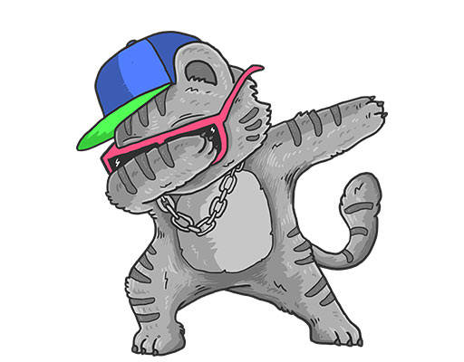 卡通猫咪图案手绘卡通动物戴帽子的猫起飞动作style猫