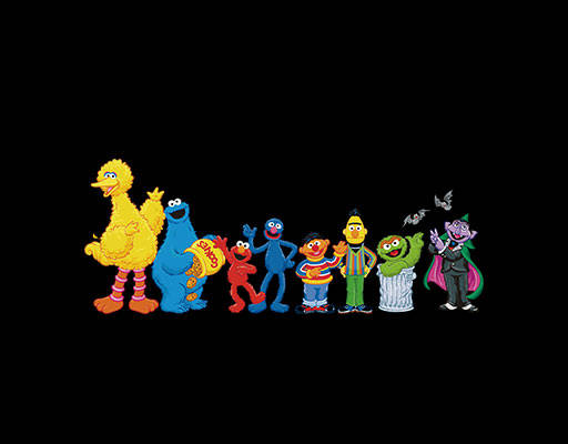 卡通芝麻街图案手绘卡通动画片图案芝麻街一家