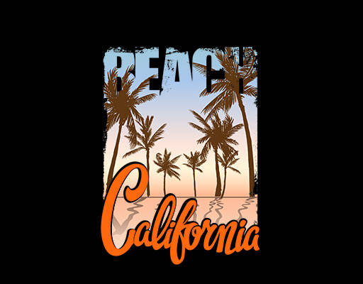 破碎英文字母图案椰子树图案卡通树木剪影图案