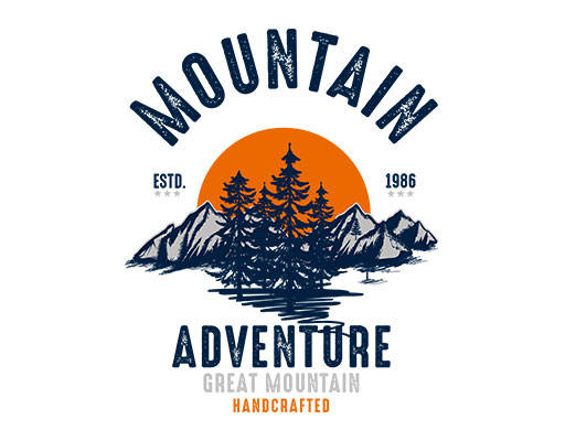 卡通山峰图案树木图案破碎英文字母图案